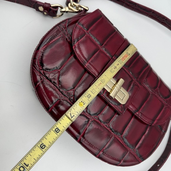 Brahmin Cynthia Merlot Nerina Burgundy Croc Embossed Leather Crossbody Bag - Picture 10 of 14